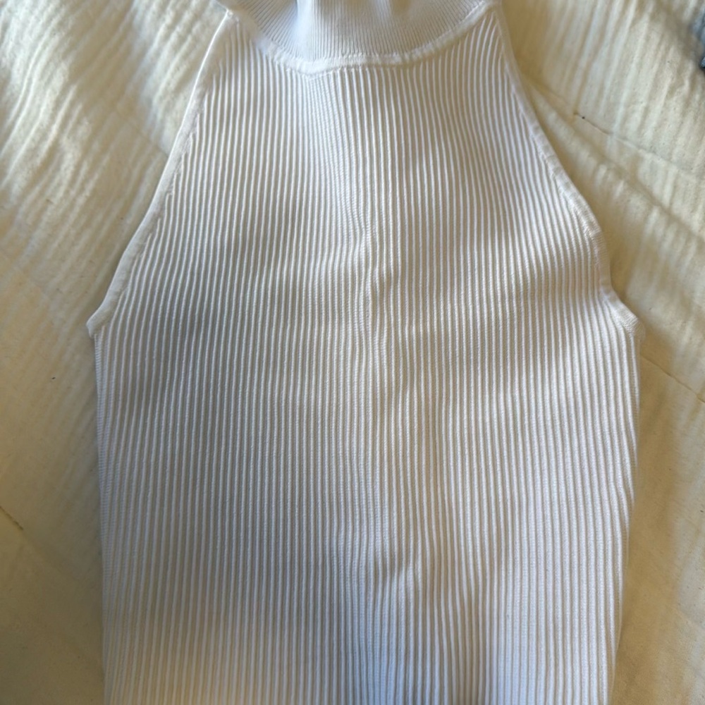 White Ribbed Halter Top